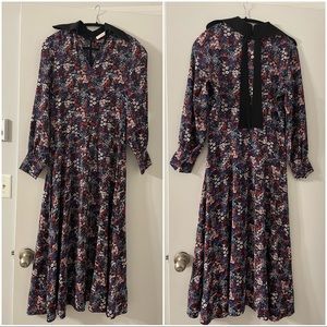 See by Chloe Midi Floral Dress Silk Crepe Bow